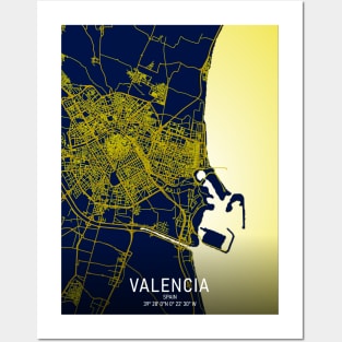 Valencia City Map Posters and Art